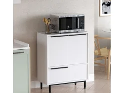 Mueble versátil aparador para cocina o zapatero con 3 puertas de madera de 75x36x90 cm Thaon - Blanco