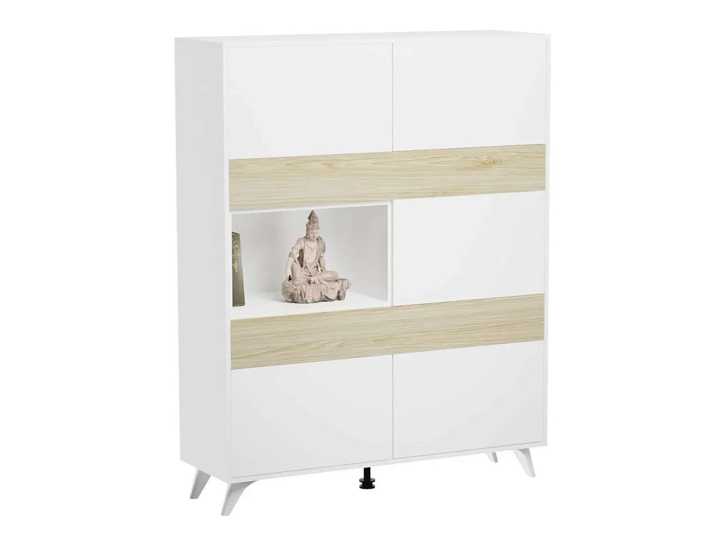 Mueble Vitrina para Salón o Comedor, Mueble de salón, Aparador cocina, Color Roble y Blanco, Medidas: 120 cm (Ancho) x 150 cm (Alto) x 40 cm (Fondo)