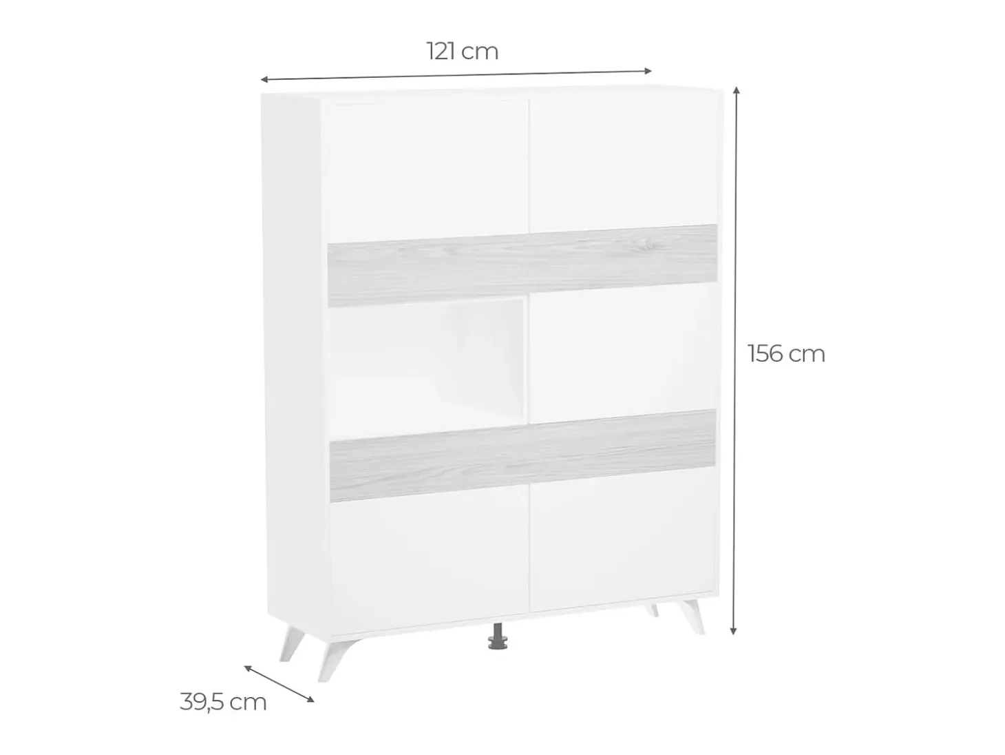 Mueble Vitrina para Salón o Comedor, Mueble de salón, Aparador cocina, Color Roble y Blanco, Medidas: 120 cm (Ancho) x 150 cm (Alto) x 40 cm (Fondo)