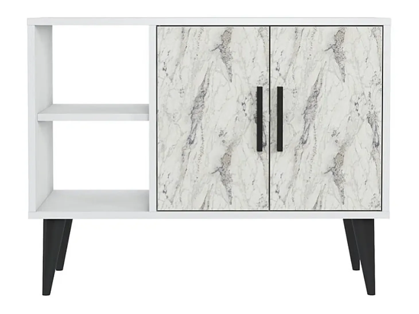 Mueble zapatero blanco moderno para recibidor y salón 90x35x70cm Arizona - Efecto mármol blanco