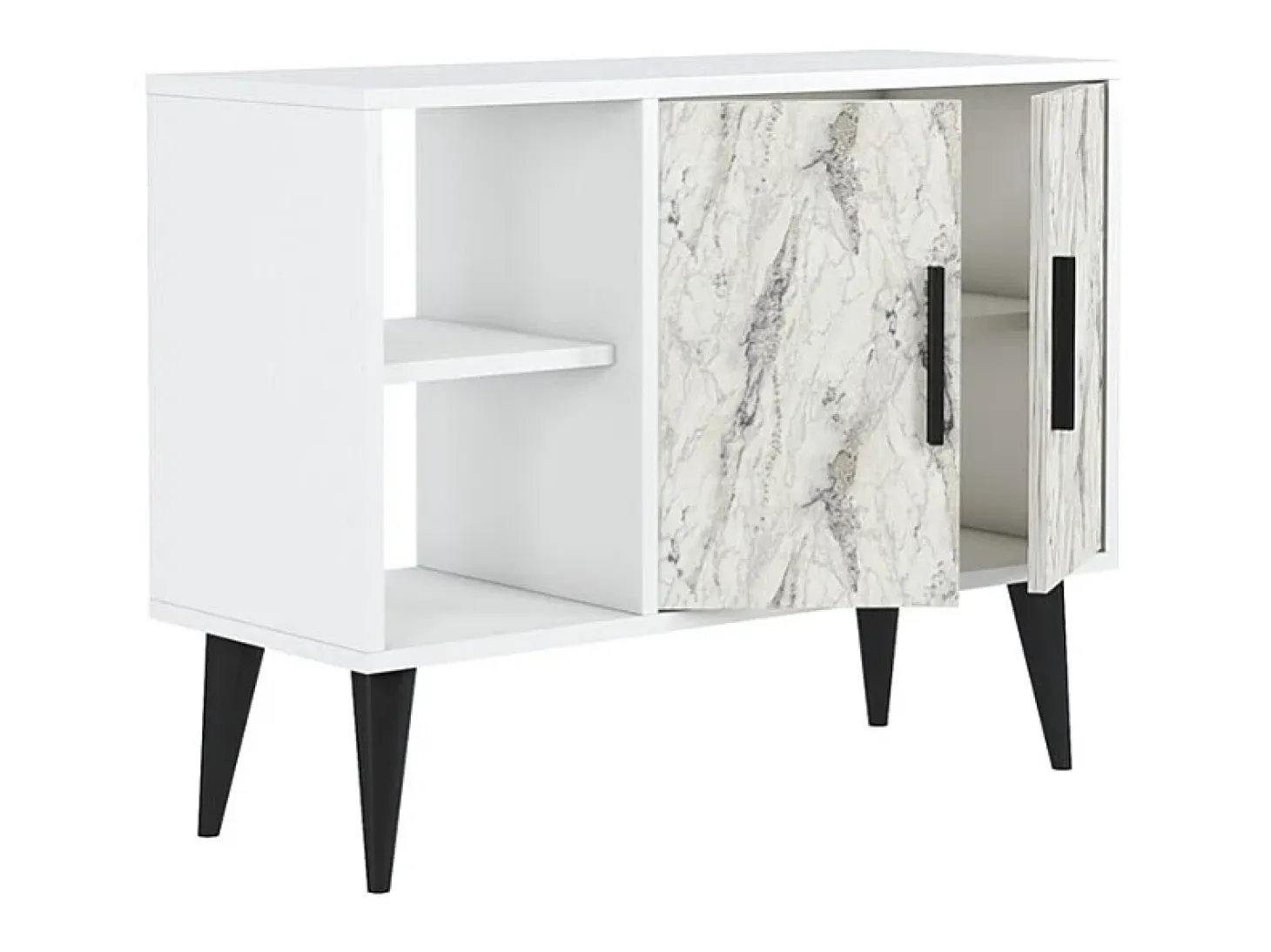 Mueble zapatero blanco moderno para recibidor y salón 90x35x70cm Arizona - Efecto mármol blanco