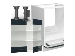 Muebles de cocina azul oscuro alto brillo/blanco 190x60x81.6 fame-line