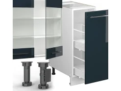 Muebles de cocina azul oscuro alto brillo/blanco 280x46x81.6 fame-line