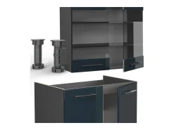 Muebles de cocina azul oscuro alto brillo/antracita 235x46x81.6 fame-line