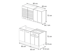 Muebles de cocina azul oscuro alto brillo/blanco 140x60x81.6 fame-line