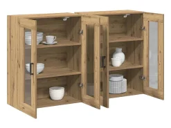 Muebles de pared de 2 piezas en roble artesano 69,5 x 34 x 90 cm en madera técnica.