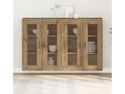 Muebles de pared de 2 piezas en roble artesano 69,5 x 34 x 90 cm en madera técnica.