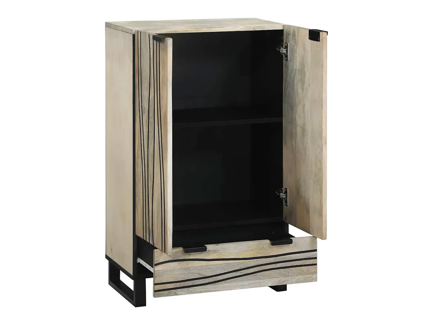 Muebles y estantes para almacenamiento de medios en blanco y negro
