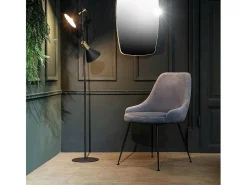 Nandy - Silla de microfibra efecto terciopelo negro 1 ud