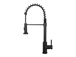 NETTLIFE Grifo de cocina con ducha extraíble Mezclador de cocina Grifo giratorio Mezclador de fregadero de alta presión con 2 tipos de chorros, Negro