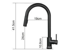 NETTLIFE Grifo de cocina con ducha de mano extensible, alta presión, acero inoxidable de doble chorro y giratorio 360 °, Negro