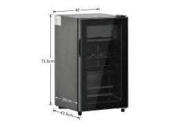 Nevera de 76L con congelador y cajón para verduras - Clase E - con LED y puerta de vidrio - 42dB - temperatura ajustable - 43.5x40x71.6cm