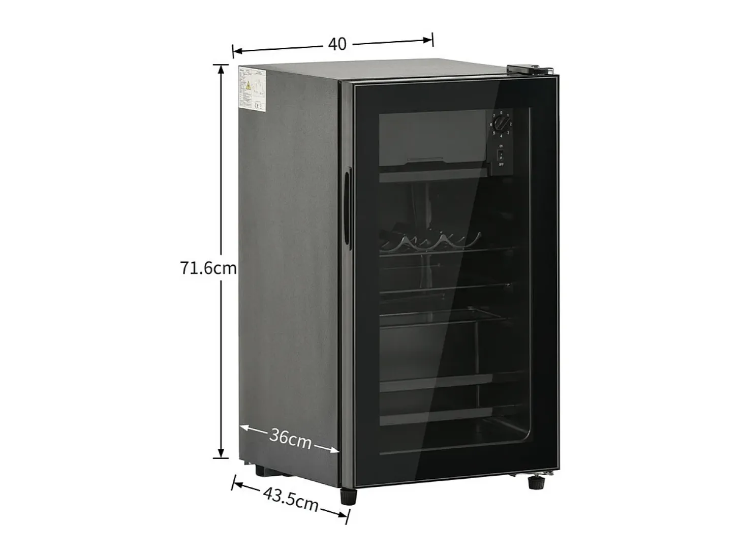 Nevera de 76L con congelador y cajón para verduras - Clase E - con LED y puerta de vidrio - 42dB - temperatura ajustable - 43.5x40x71.6cm