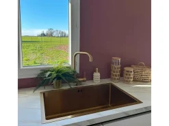 New Oslo mezclador para fregadero abatible oro cepillado Essebagno