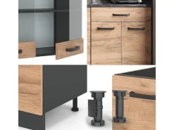 Сocina versátil oro power roble/antracita 140x46x81.6 r-line