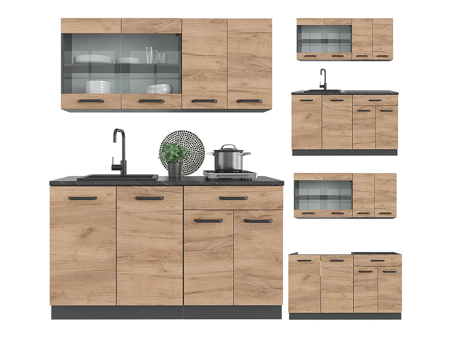 Сocina versátil oro power roble/antracita 140x46x81.6 r-line