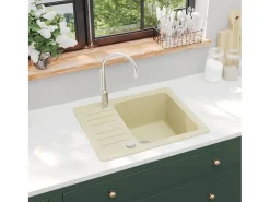Oksbøl Fregadero de cocina de granito con un seno beige