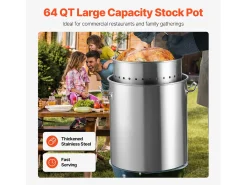 Olla de Acero Inoxidable SucceBuy, 60,5 Litros, con Tapa con Cesta para Cocinar