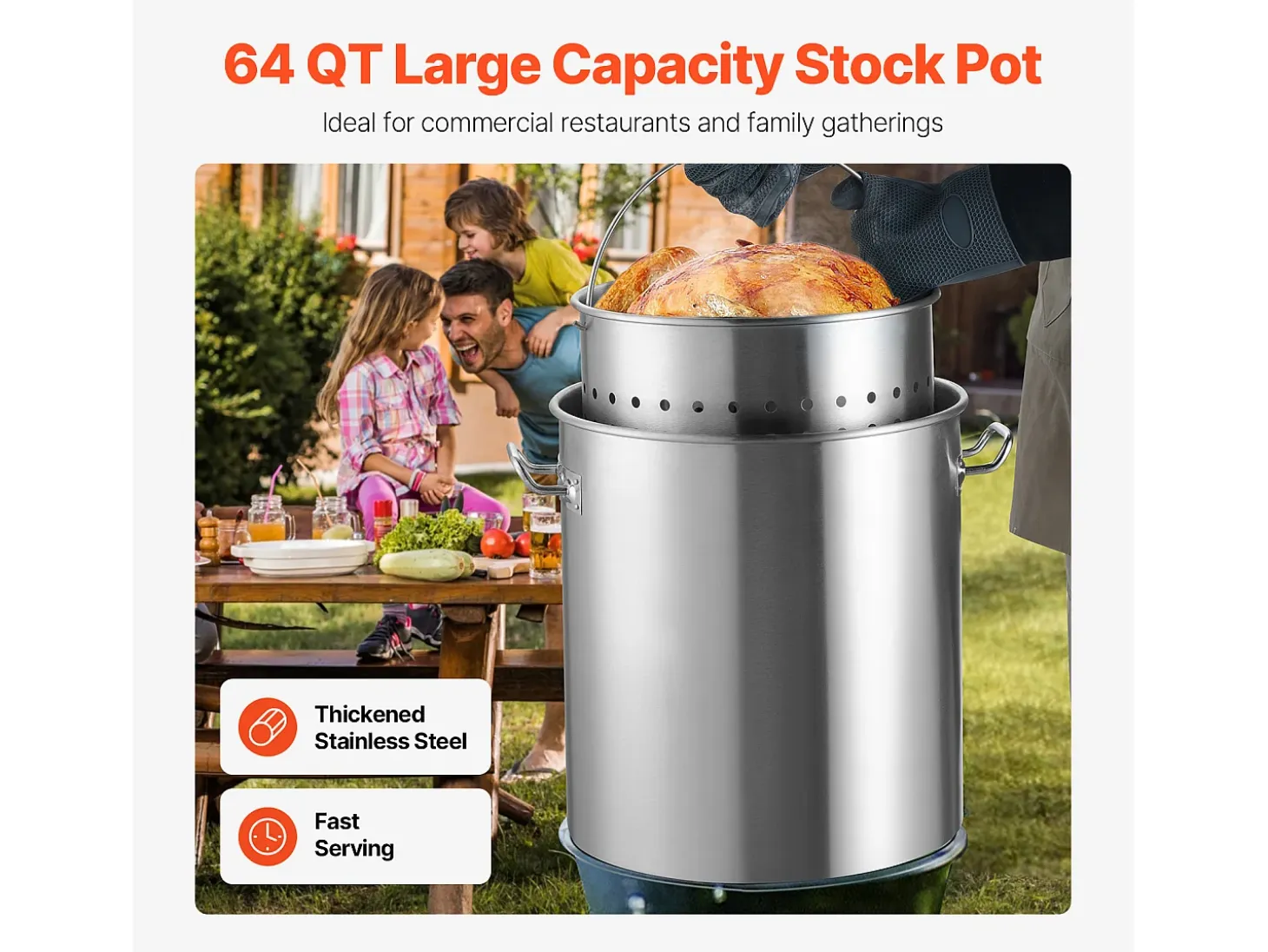 Olla de Acero Inoxidable SucceBuy, 60,5 Litros, con Tapa con Cesta para Cocinar