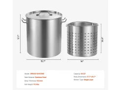 Olla de Acero Inoxidable SucceBuy, 60,5 Litros, con Tapa con Cesta para Cocinar