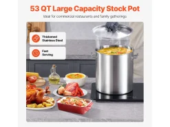 Olla de Acero Inoxidable SucceBuy, 50,1 Litros, con Tapa y Asa