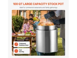 Olla de Acero Inoxidable SucceBuy, 94,6 Litros, con Tapa con Cesta para Cocinar