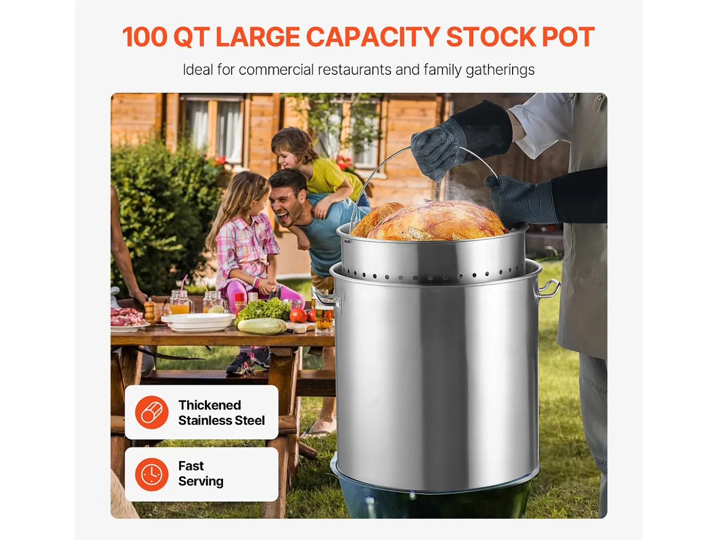 Olla de Acero Inoxidable SucceBuy, 94,6 Litros, con Tapa con Cesta para Cocinar