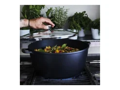 Olla de cocción lenta alta, interior de cerámica con tapa - 32 cm