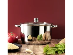 Olla de metal de 10L con tapa de vidrio para inducción