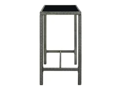 Orren Mesa alta de jardín ratán sintético y vidrio gris 130x60x110cm