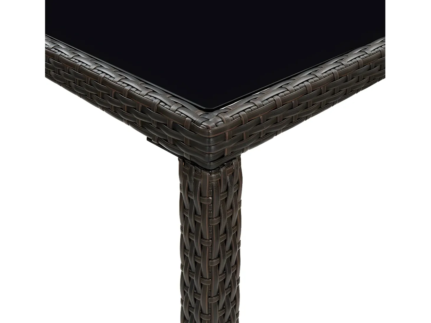 Orren Mesa alta de jardín ratán sintético y vidrio marrón 130x60x110cm
