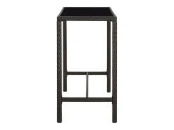 Orren Mesa alta de jardín ratán sintético y vidrio marrón 130x60x110cm