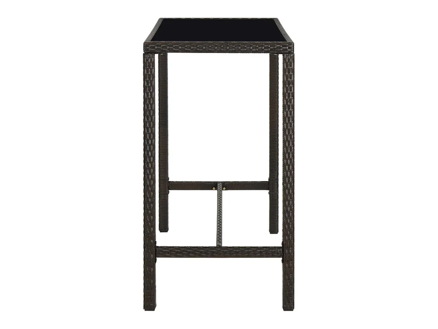 Orren Mesa alta de jardín ratán sintético y vidrio marrón 130x60x110cm