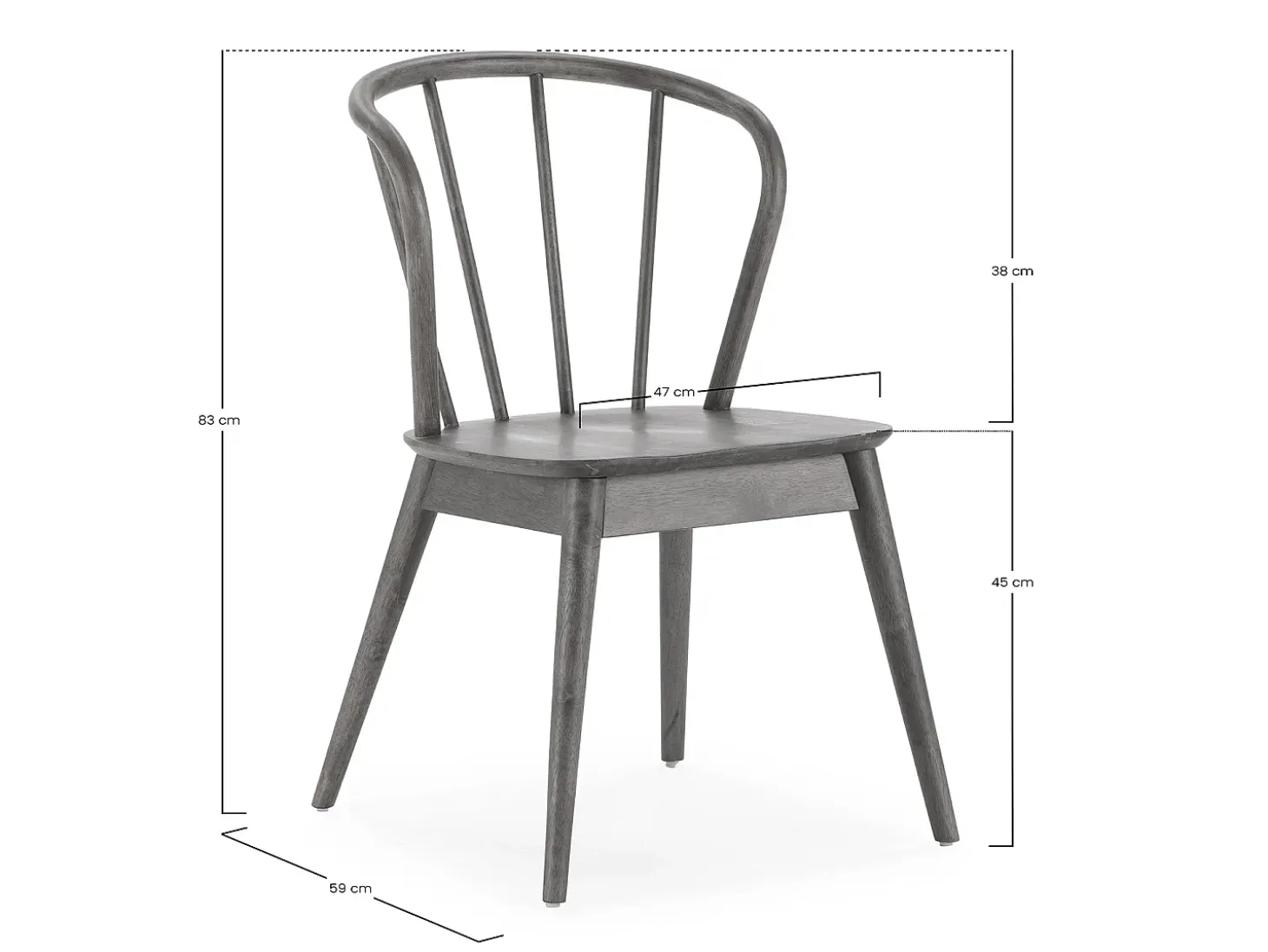 Pack 2 sillas Brisa Color Negro, Madera Maciza