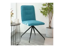 Pack 2 sillas Carol tapizado en tela terciopelo azul turquesa, 88cm(alto) 48cm(ancho) 59.5