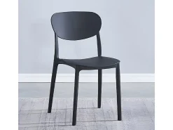Pack 5 Sillas Cocina Color Negro de plastico Polipropileno, Silla de Exterior, Silla de Comedor Medidas: 40 cm (Ancho) x 55 cm (Largo) x 80 cm (Alto)