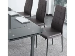 Pack 4 sillas comedor Laia símil piel gris 98x43x44 cm Adec
