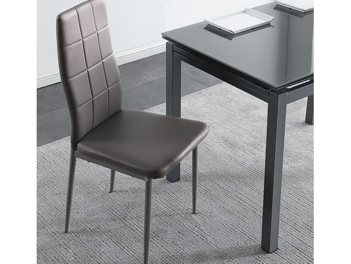 Pack 4 sillas comedor Laia símil piel gris 98x43x44 cm Adec