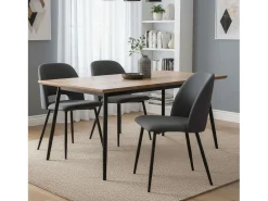 Pack 2 Sillas Comedor Mos Gris, Respaldo Redondeado Negro 58x86x50 cm