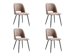 Pack 4 sillas comedor Mos mod. moderno beige tapiz patas metal negro 58x86x50 cm