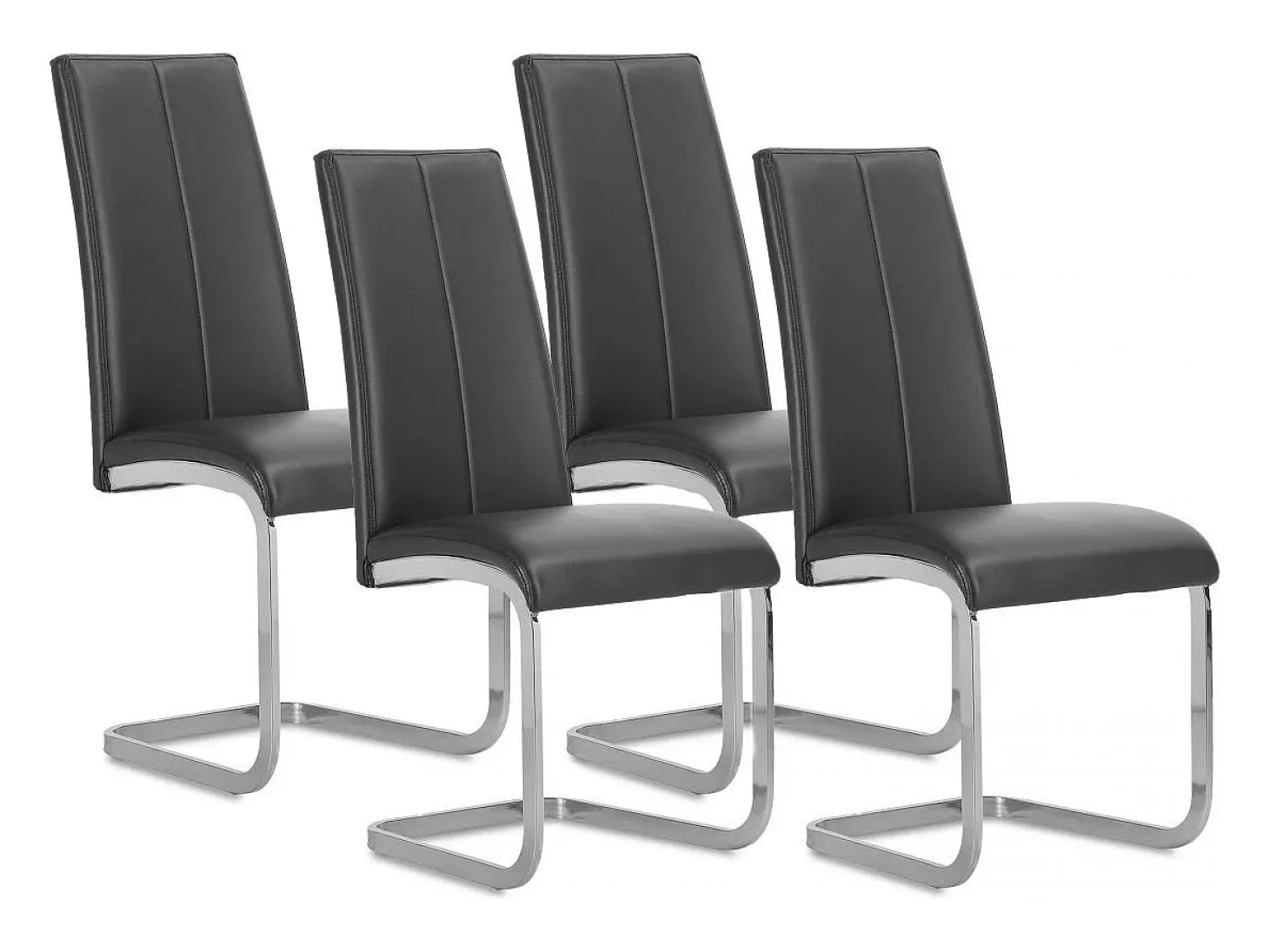 Pack 4 sillas comedor Smile símil piel negro 103x45x51 cm Adec