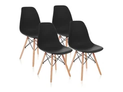 Pack 4 sillas con estructura en madera de haya y base en negro 46 cm Tower Wood Negro