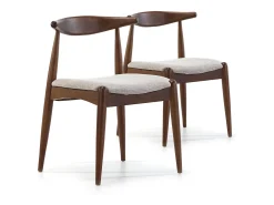 Pack 2 sillas Corzo Color Nogal, Madera Maciza, 52,5 x 50 x 74,5 cm