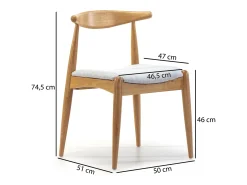 Pack 2 sillas Corzo Color Roble, Madera Maciza, 52,5 x 50 x 74,5 cm