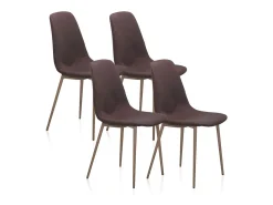 Pack 4 sillas de comedor Cai Piel marrón