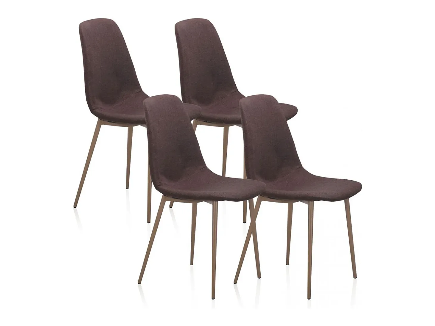 Pack 4 sillas de comedor Cai Piel marrón
