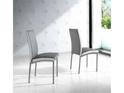 Pack 2 Sillas de Comedor Meli, Sillas Salón Polipiel Gris 45x92x54cm