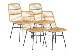 Pack 4 sillas de comedor Malai Ratán - Negro