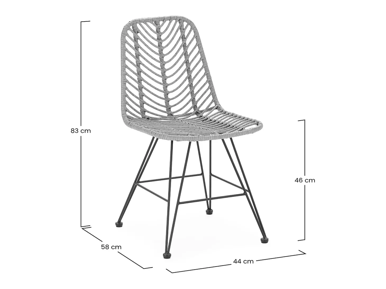 Pack 2 sillas de comedor o jardín Emi Ratan/Negro