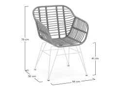 Pack 2 sillas de comedor o jardín Elda Ratan/Blanco
